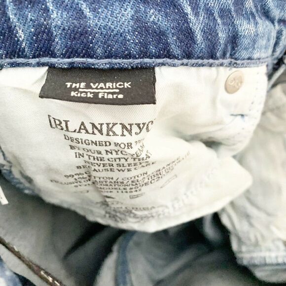 Blank NYC Varick Kick Flare Jeans Rainbow Embroidered Button Fly Raw Hem 27 - Picture 7 of 12